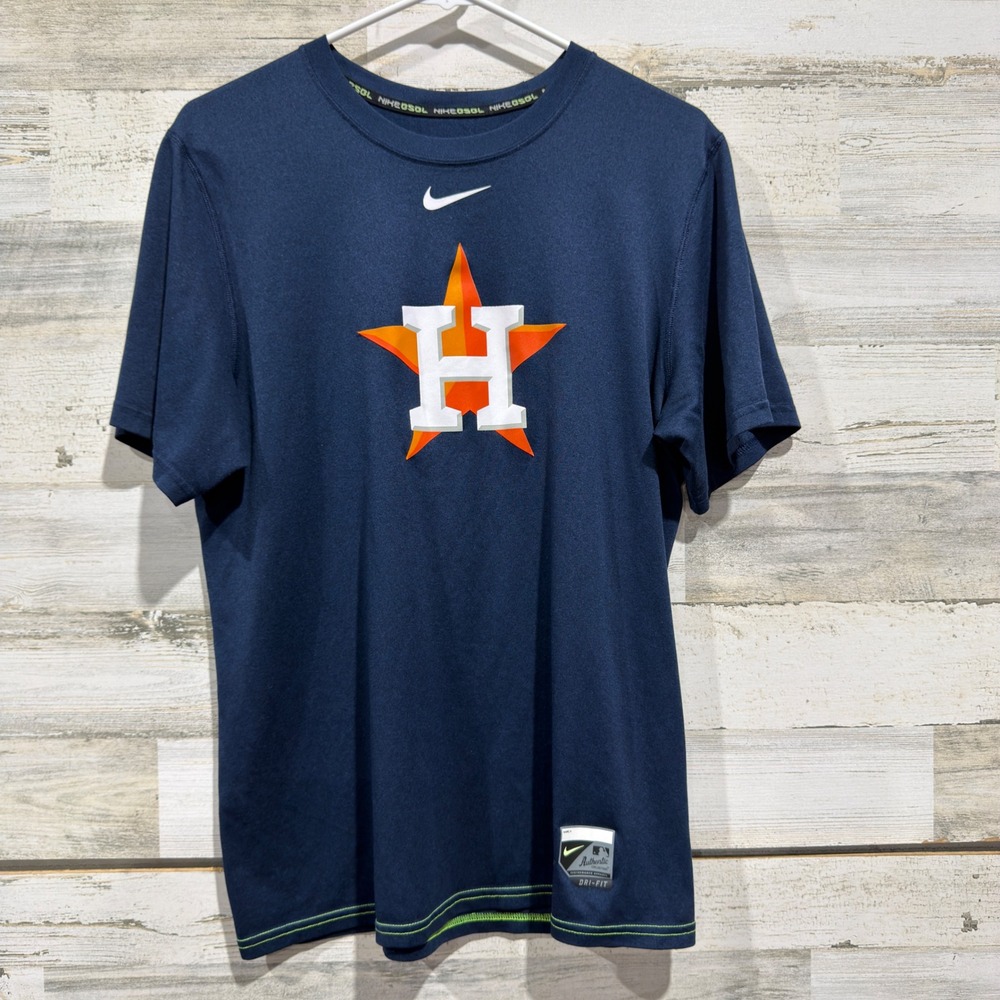 Nike T-Shirt Men M Navy Houston Astros Dri-FIT Authentic Sportswear EUC